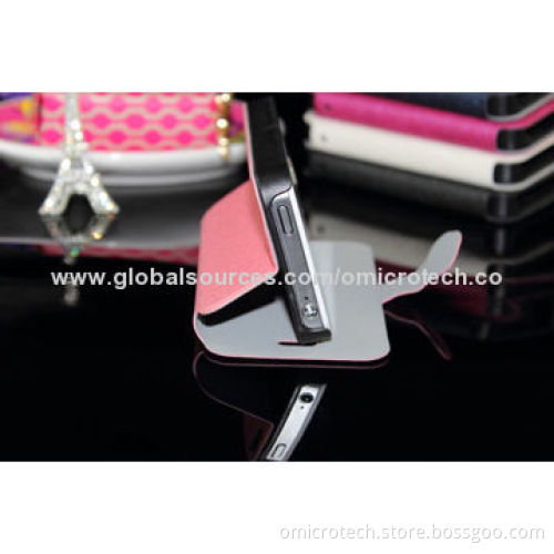 Leather Mobile Phone Cases for iPhone 4, OEM Orders Welcomed